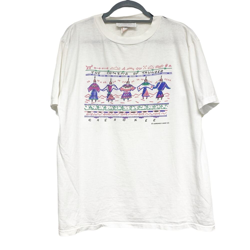 Vintage Cherokee Mens Size L Native Scene Graphic Print T Shirt